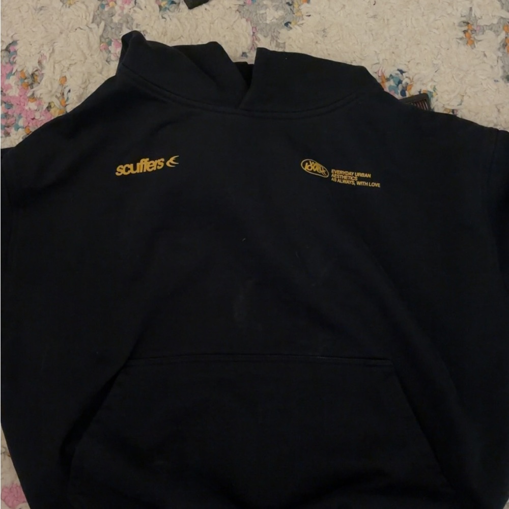 Scuffies Men’s Black Crewneck Sweatshirt with Gold Logo